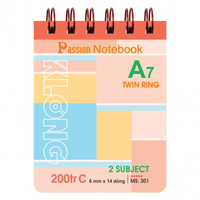 Sổ lỗ kép Klong A7 200tr Bìa Nhựa KLONG; MS: 301