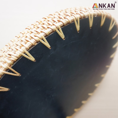 Khay Mây Khảm Trai Hình Bầu Dục Đựng Bánh Kẹo, Trái Cây, Khay Trang Trí Decor Nhà Cửa, Sản Phẩm Thủ Công Từ Mây Tự Nhiên