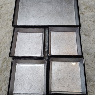 Bộ khay kèm 4 đĩa sơn mài cao cấp dùng để đựng bánh kẹo, làm quà tặng,.....