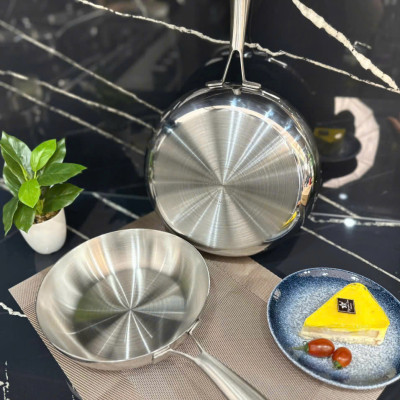 Chảo inox Nguyên khối nông lòng SEKA size 16, 22, 26,28cm sử dụng cho mọi loại bếp