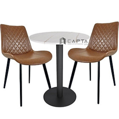 Bộ bàn tiếp khách chân trụ mặt đá 2 ghế nhập khẩu SL TE1536-06E / LUX 39A-P Nội thất Capta