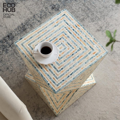 Bàn cà phê ECOHUB dạng nhỏ chất liệu khảm trai, thích hợp trang trí, làm việc | (Coffee Table) E00397