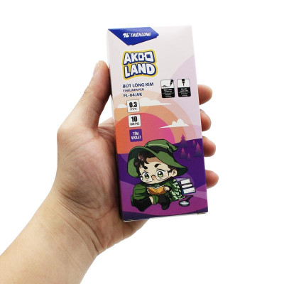 Hộp 10 Bút Lông Kim 0.3 mm - Nhân Vật Akooland Tahi - Thiên Long FL-04/AK - Mực Tím