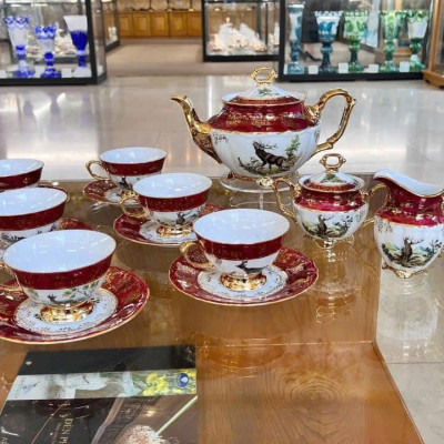 Bộ Trà Sứ Mạ Vàng Men Ngọc Trai Tiệp Khắc Cao Cấp Hàng chính hãng