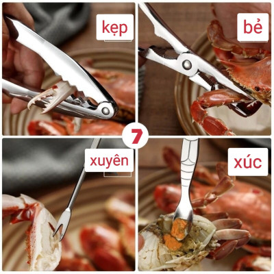 HÀNG CAO CẤP Bộ hộp 7 Dụng Cụ Ăn Cua Ghẹ Sò Ngao Tôm Hùm Hải Sản Đa Chức Năng inox 304 
