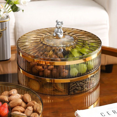 Khay mứt tết gấu bearbrick nhựa acylic trong suốt phong cách bắc âu - khay mứt 2 tầng - HÀNG CHÍNH HÃNG MINIIN