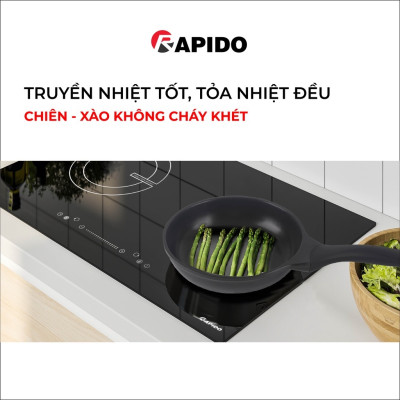 Chảo từ Rapido size 24 đáy chấm Teflon RP24-RDT chống dính, giữ nhiệt - Hàng chính hãng