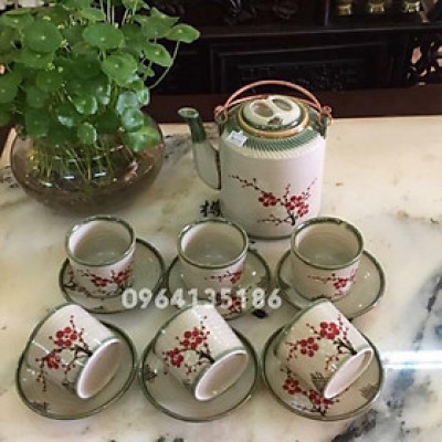 BỘ ẤM TÍCH VẼ HOA ĐÀO 