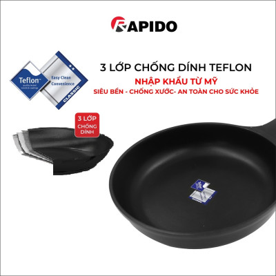 Chảo từ Rapido size 24 đáy chấm Teflon RP24-RDT chống dính, giữ nhiệt - Hàng chính hãng