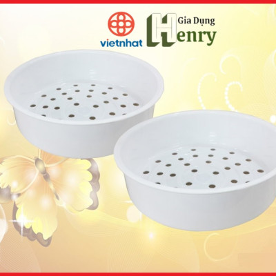 Khay hấp thức ăn nhựa Việt Nhật hình tròn 22.5x20.5x6.5cm - Xửng hấp đồ ăn, bánh bao, xôi,..an toàn tiện lợi -HÀNG VIỆT NAM