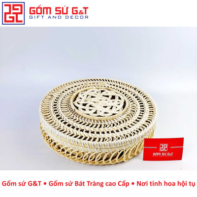 Khay mứt tết vẽ hoa sen Gốm Sứ G&T