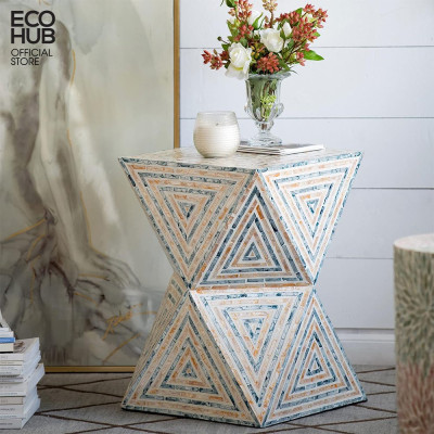 Bàn cà phê ECOHUB dạng nhỏ chất liệu khảm trai, thích hợp trang trí, làm việc | (Coffee Table) E00397