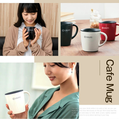 Cốc inox giữ nhiệt Cafe Mug 330ml có gioăng silicon  & nắp trượt chống tràn - Nội địa Nhật Bản