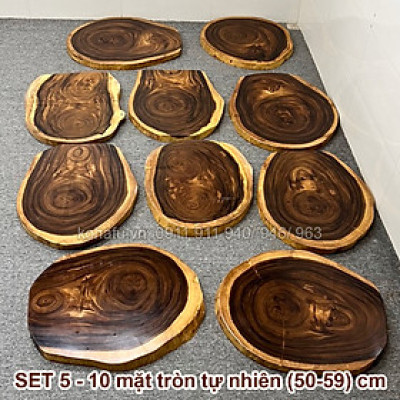 COMBO 10 MẶT BÀN TRÒN CAFE TỰ NHIÊN GỖ ME TÂY NGUYÊN TẤM ĐƯỜNG KÍNH (50-59) - KOHAFU
