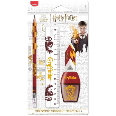 Bộ Dụng Cụ Học Tập 4 Món Harry Potter Gryffindor - Maped CB98188000 - Màu Đỏ