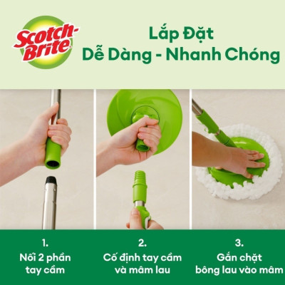 Bộ cây lau nhà thông minh 360 độ một lồng giặt 3M SCOTCH-BRITE 