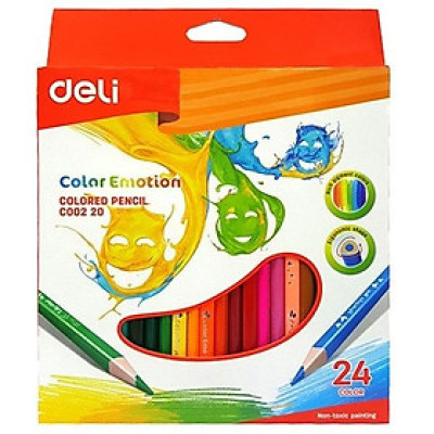 Bút chì màu học sinh 3 cạnh Deli 12/ 18/ 24/ 36 màu/hộp - EC00200/EC00210/EC00220/EC00230