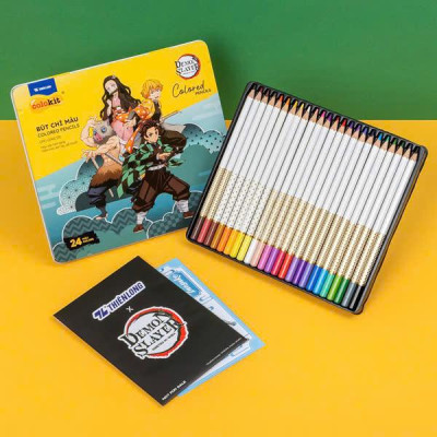 Hộp 24 Bút Chì Màu Thanh Gươm Diệt Quỷ - Colokit CPC-C043/DS - Hộp Thiếc