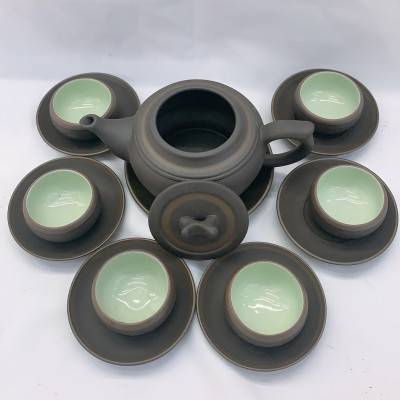 Bộ ấm chén pha trà gốm sứ lòng xanh - ANTH686
