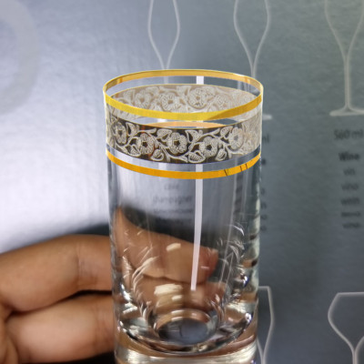 Bộ 6 ly uống rượu mạnh pha lê cường lực mạ vàng platin 24k 035ml Tiệp Khắc