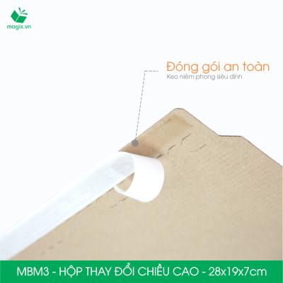 MBM3 - 28x19x7cm - Combo 20 Hộp carton thay đổi chiều cao - Thùng carton đóng hàng