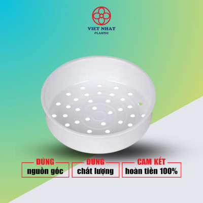 Khay hấp thức ăn nhựa Việt Nhật hình tròn 22.5x20.5x6.5cm - Xửng hấp đồ ăn, bánh bao, xôi,..an toàn tiện lợi -HÀNG VIỆT NAM