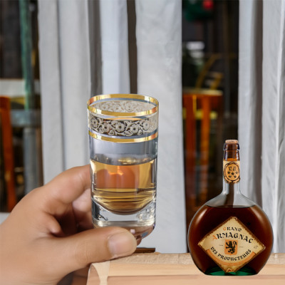 Bộ 6 ly uống rượu mạnh pha lê cường lực mạ vàng platin 24k 035ml Tiệp Khắc