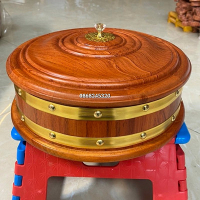 Khay đựng mứt tết bách kẹo ,hạt dưa bằng gỗ hương kt mặt tròn 31×10cm