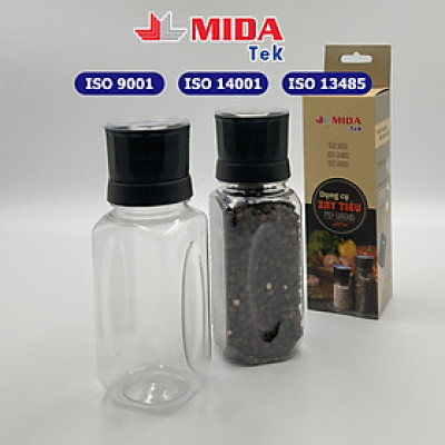 Dụng cụ xay tiêu MIDATEK cối xay ceramic chai nhựa dung tích 260ML miệng hũ 45mm