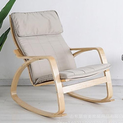 Ghế Bập Bênh Thư Giãn Gỗ Bạch Dương Cao Cấp, Đệm Bọt Biển Dày Dặn Thoáng Khí Đàn Hồi Cực Tốt Giá Sốc