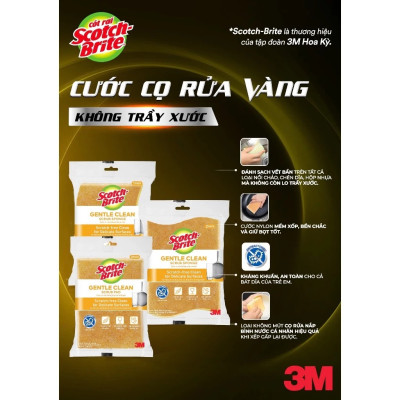 Gói 2 Miếng cước rửa chén có mút không trầy xước 115x70mm Scotch-Brite 3M SB-CRV - Lấy sạch vết bẩn, an toàn nồi chảo, rửa sạch nhanh chóng