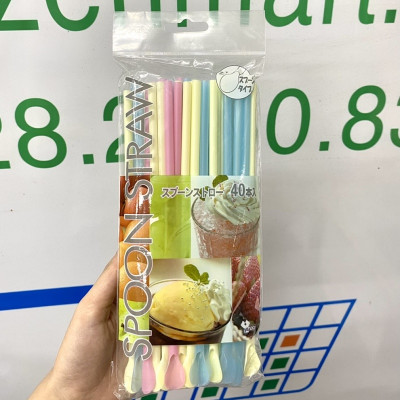 Set 40 chiếc ống hút có đầu khuấy Elexible Straw Ø6x210mm - Hàng Nội Địa Nhật Bản