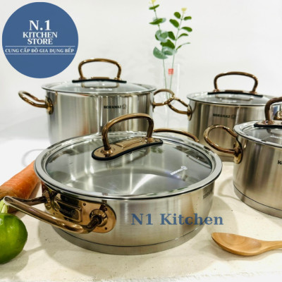 Bộ 4 nồi inox cao cấp Korkmaz Proline tay nắm màu hồng - A1149 - Hàng Chính Hãng