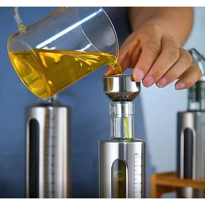 Bình Đựng Dầu Ăn, Nước Mắm  200ML  Thủy Tinh Bọc Inox – Kiểu Dáng Hiện Đại, Bền Đẹp