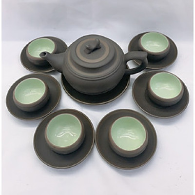 Bộ ấm chén pha trà gốm sứ lòng xanh - ANTH686
