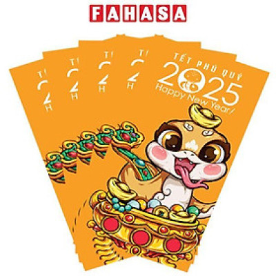 Bộ 5 Bao Lì Xì Tết Ất Tỵ 2025 - Tết Phú Quý - futurebook L185 (Mẫu Màu Giao Ngẫu Nhiên)