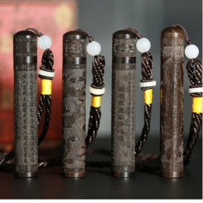 Hộp Quẹt Điện Thổi Chiết Hỏa Từ Kiểu Phim Kiếm Hiệp Độc Đáo Chạm Khắc Tinh Xảo, Bật Lửa Thổi Chiết Hỏa Tử Gỗ Đàn Hương Kèm Cáp Sạc