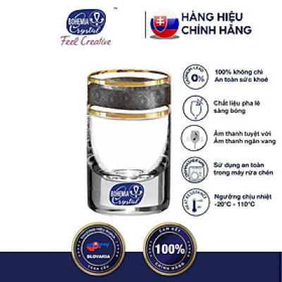 Bộ 6 ly uống rượu mạnh pha lê cường lực mạ vàng platin 24k 035ml Tiệp Khắc