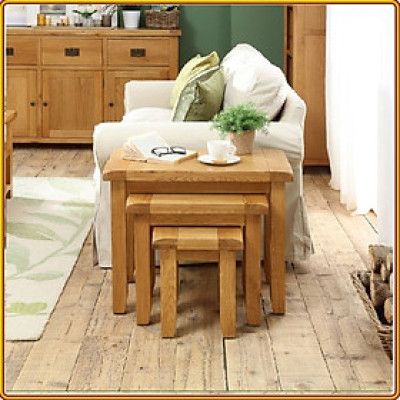 Bộ 3 đôn trang trí Tundo màu vàng sồi tự nhiên 