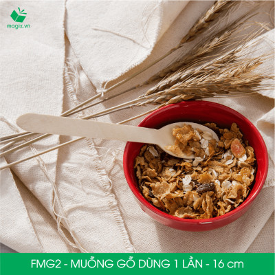FMG2 - Combo 200 Muỗng gỗ ngắn 16 cm dùng 1 lần - Thìa gỗ ngắn dùng 1 lần tiện lợi thân thiện môi trường