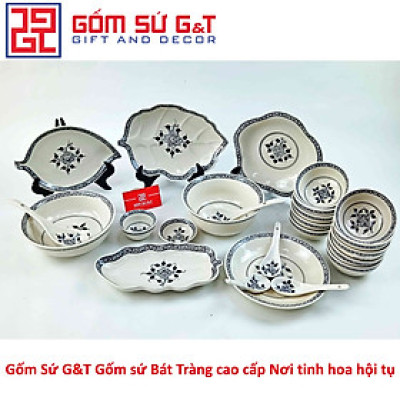 Bộ đồ ăn 10 người vẽ hoa móc set 1 Gốm Sứ G&T