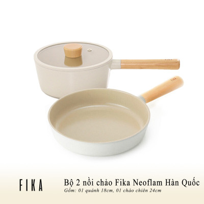 [Hàng chính hãng] Bộ 2 nồi, chảo chống dính bếp từ FIKA NEOFLAM: Nồi sâu (quánh)18cm & Chảo chiên 24cm. Made in Korea