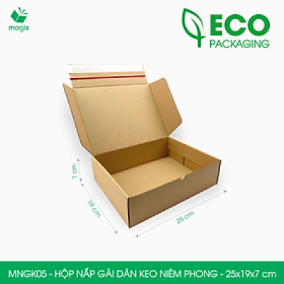 MNGK05 - 25x19x7cm - COMBO 60 HỘP CARTON NẮP GÀI HÔNG CÓ KEO NIÊM PHONG - THÙNG HỘP CARTON ĐÓNG HÀNG