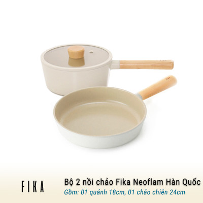 [Hàng chính hãng] Bộ 2 nồi, chảo chống dính bếp từ FIKA NEOFLAM: Nồi sâu (quánh)18cm & Chảo chiên 24cm. Made in Korea