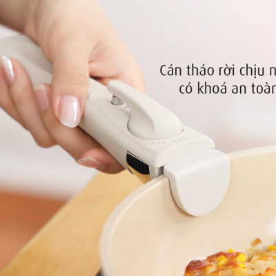 Bộ 3 nồi chảo cán rời Neoflam Hàn Quốc.Bao gồm, nồi 20cm, chảo chiên 24cm, chảo xào đa năng 26cm.