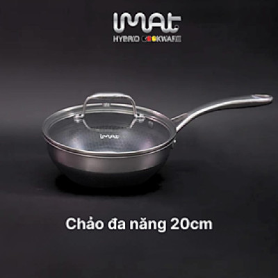 [Hàng chính hãng] Chảo xào/ đa năng sâu lòng inox iMat Hybrid Blackcube 20cm, Phủ chống dính Ceramic đen
