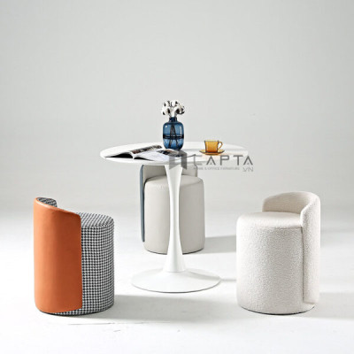 Ghế đôn trang điểm bọc pu CS0927-1P Nội thất Capta Ghế cafe nệm PU mềm màu Xám hoặc Caro chân xoay cao cấp