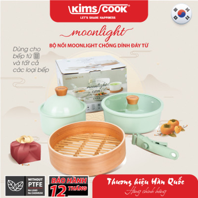 Bộ Nồi Đa Năng MOONLIGHT KimsCook F000026 Tay Cầm Rời - Dùng Cho Mọi Loại Bếp - Hàng Chính Hãng