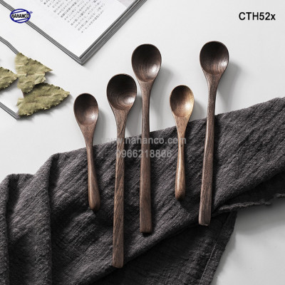 Thìa/Muỗng ăn súp gỗ Óc Chó (17cm) CTH524 - Phụ kiện thìa gỗ vừa sử dụng chụp ảnh hoặc decor trang trí cho nhà hàng, món ăn