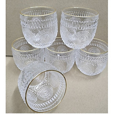 BỘ 6 CÔC THỦY TINH UỐNG NƯỚC CHỊU NHIỆT CAO CẤP VÂN TRỐNG ĐỒNG DẬP NỔI ĐÁY BẦU - VD131